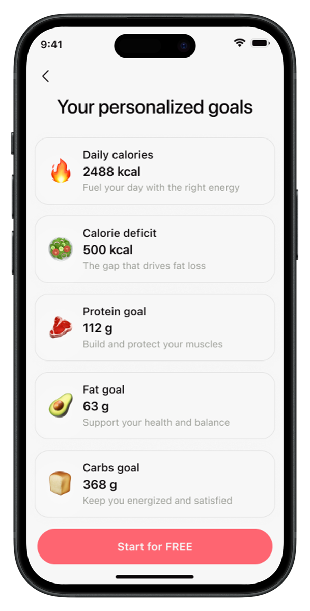 Personalized Goals — custom calorie and macro targets